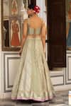 Neha Khullar_Green Mirrors, Zari Sweetheart Neck Zardozi Lehenga Set _Online_at_Aza_Fashions