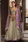 Neha Khullar_Green Mirrors, Zari Sweetheart Neck Zardozi Lehenga Set _Online