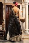 Neha Khullar_Black Mirrors, Zari Round Neck Zardozi Lehenga Set _Online_at_Aza_Fashions