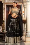 Buy_Neha Khullar_Black Mirrors, Zari Round Neck Zardozi Lehenga Set 