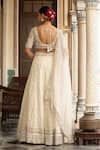 Shop_Neha Khullar_Ivory Silk Mirrors, Zari V-neck Zardozi Work Lehenga Set _at_Aza_Fashions