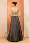 Neha Khullar_Black Zari, Mirrors Round Neck Zardozi Lehenga Set _Online_at_Aza_Fashions