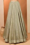 Buy_Neha Khullar_Green Organza Mirrors, Zari Sweetheart Designer Banarasi Chanderi Lehenga Set _Online_at_Aza_Fashions