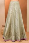 Neha Khullar_Green Mirrors, Zari Round Neck Zardozi Lehenga Set _Online_at_Aza_Fashions