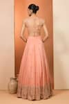 Neha Khullar_Orange Mirrors, Zari V-neck Designer Zardozi Lehenga Set _Online_at_Aza_Fashions