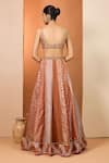 Neha Khullar_Orange Mirrors, Zari V-neck Zardozi Lehenga Set _Online_at_Aza_Fashions