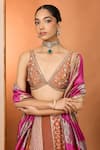 Shop_Neha Khullar_Orange Mirrors, Zari V-neck Zardozi Lehenga Set _at_Aza_Fashions