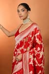 Buy_Neha Khullar_Red Embroidery Pure Silk Designer Saree With Unstitched Blouse _Online_at_Aza_Fashions
