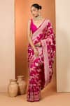 Buy_Neha Khullar_Pink Embroidery Rani Designer Saree And Unstitched Blouse Piece _at_Aza_Fashions