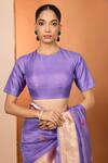 Neha Khullar_Purple Kora Organza Saree With Unstitched Blouse _Online_at_Aza_Fashions