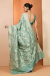 Shop_Neha Khullar_Green Designer Sea Silk Saree With Unstitched Blouse _at_Aza_Fashions