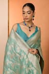 Buy_Neha Khullar_Green Designer Sea Silk Saree With Unstitched Blouse _Online_at_Aza_Fashions