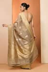 Shop_Neha Khullar_Brown Kora Organza Saree With Unstitched Blouse Piece _at_Aza_Fashions