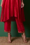 Priti Prashant_Red Silk, Organza Embroidery Collared Radiance Kurta Set With Dupatta _Online_at_Aza_Fashions