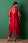 Shop_Priti Prashant_Red Silk, Organza Embroidery Collared Radiance Kurta Set With Dupatta _at_Aza_Fashions