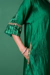 Shop_Priti Prashant_Emerald Green Silk, Organza Embroidery Collared Radiance Kurta Set With Dupatta _Online_at_Aza_Fashions