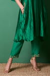 Priti Prashant_Emerald Green Silk, Organza Embroidery Collared Radiance Kurta Set With Dupatta _at_Aza_Fashions