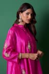 Shop_Priti Prashant_Pink Silk Embroidery Round Neck Paradise Kurta Set _Online_at_Aza_Fashions