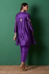 Shop_Priti Prashant_Purple Silk Embroidery Collared Paradise Kurta Set _at_Aza_Fashions