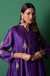 Shop_Priti Prashant_Purple Silk Embroidery Collared Paradise Kurta Set _Online_at_Aza_Fashions