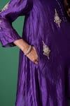 Priti Prashant_Purple Silk Embroidery Collared Paradise Kurta Set _at_Aza_Fashions