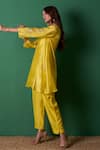 Priti Prashant_Yellow Silk Round Neck Paradise Kurta Set _Online_at_Aza_Fashions