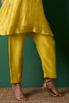Shop_Priti Prashant_Yellow Silk Round Neck Paradise Kurta Set _Online_at_Aza_Fashions