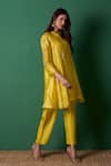 Priti Prashant_Yellow Silk Round Neck Paradise Kurta Set _at_Aza_Fashions