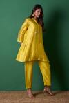 Buy_Priti Prashant_Yellow Silk Round Neck Paradise Kurta Set 