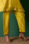 Priti Prashant_Yellow Silk, Organza Embroidery Mandarin Collar Paradise Kurta Set With Dupatta _Online_at_Aza_Fashions