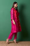 Buy_Priti Prashant_Pink Silk Embroidery Round Neck Delight Red Kurta Set _Online_at_Aza_Fashions