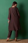 Shop_Priti Prashant_Brown V-neck Glee Kurta Set _at_Aza_Fashions
