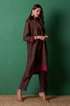 Priti Prashant_Brown V-neck Glee Kurta Set _Online_at_Aza_Fashions