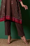 Shop_Priti Prashant_Brown Embroidery V-neck Glee Kurta Set With Dupatta _Online_at_Aza_Fashions