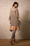 Shop_Priti Prashant_Gray Tissue, Crepe, Organza Embroidery Round Zing Grey Kurta Set With Dupatta _at_Aza_Fashions