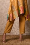 Buy_Priti Prashant_Yellow Tissue, Crepe Embroidery Round Neck Zing Ochre Kurta Set _Online_at_Aza_Fashions