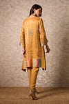 Shop_Priti Prashant_Yellow Tissue, Crepe Embroidery Round Neck Zing Ochre Kurta Set _at_Aza_Fashions