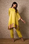 Buy_Priti Prashant_Yellow Tissue, Crepe Embroidery Round Neck Zing Kurta Set _at_Aza_Fashions
