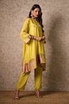 Shop_Priti Prashant_Yellow Tissue, Crepe Embroidery Round Neck Zing Kurta Set _Online_at_Aza_Fashions