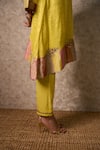 Priti Prashant_Yellow Tissue, Crepe Embroidery Round Neck Zing Kurta Set _at_Aza_Fashions