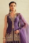 Saisha_Purple Georgette, Silk, Organza Sequins, Embroidery V-neck Kurta Set _Online_at_Aza_Fashions