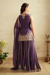 Shop_Saisha_Purple Georgette, Silk, Organza Sequins, Embroidery V-neck Kurta Set _at_Aza_Fashions