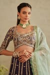 Saisha_Purple Silk, Organza Beads, Sequins, Embroidery Square Neck Raw Lehenga Set _Online_at_Aza_Fashions