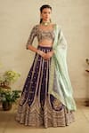 Buy_Saisha_Purple Silk, Organza Beads, Sequins, Embroidery Square Neck Raw Lehenga Set _at_Aza_Fashions