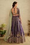 Shop_Saisha_Purple Silk, Organza Beads, Sequins, Embroidery Square Neck Raw Lehenga Set _at_Aza_Fashions