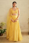 Buy_Saisha_Yellow Silk, Organza Sequins, Embroidery Lemon Embellished Lehenga Set _at_Aza_Fashions