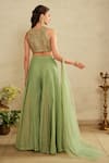 Shop_Saisha_Aqua Silk, Chiffon, Organza Sequins, Embroidery Round Neck Green Blouse Set _at_Aza_Fashions
