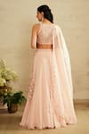 Shop_Saisha_Pink Organza, Georgette Fabric Flowers, Embroidery Round Neck Baby Lehenga Set _at_Aza_Fashions