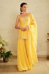 Buy_Saisha_Yellow Georgette, Silk, Organza Sequins, Embroidery Sweetheart Lemon Kurta Set _Online_at_Aza_Fashions