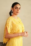Saisha_Lime Organza, Georgette Embroidery, Sequins Round Neck Lemon Yellow Sharara Set _at_Aza_Fashions